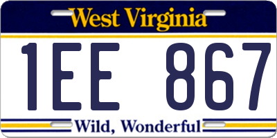 WV license plate 1EE867