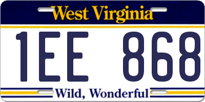 WV license plate 1EE868