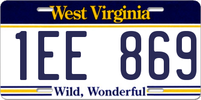 WV license plate 1EE869