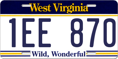 WV license plate 1EE870