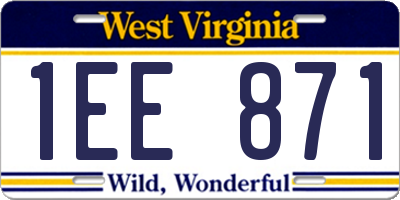 WV license plate 1EE871