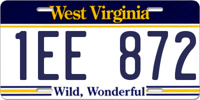 WV license plate 1EE872