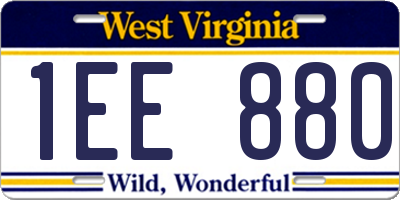 WV license plate 1EE880