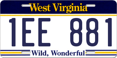 WV license plate 1EE881