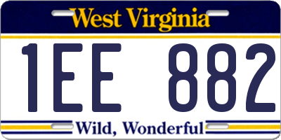 WV license plate 1EE882