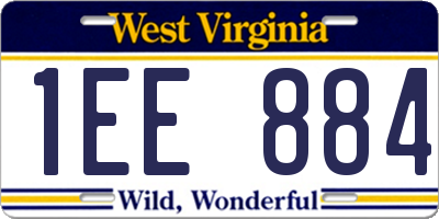WV license plate 1EE884