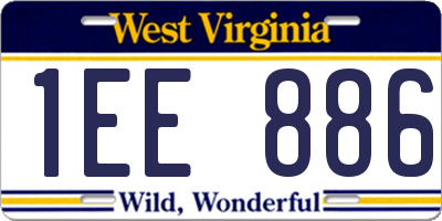 WV license plate 1EE886