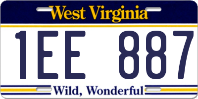 WV license plate 1EE887