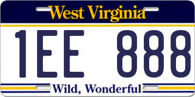 WV license plate 1EE888