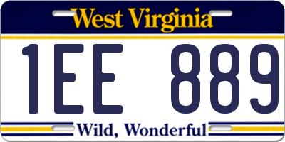 WV license plate 1EE889