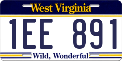 WV license plate 1EE891