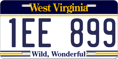 WV license plate 1EE899