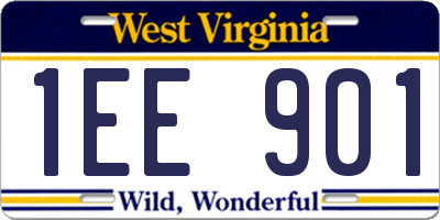 WV license plate 1EE901