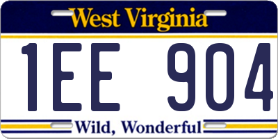 WV license plate 1EE904