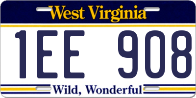 WV license plate 1EE908