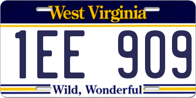 WV license plate 1EE909