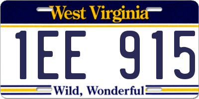 WV license plate 1EE915