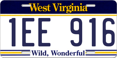 WV license plate 1EE916