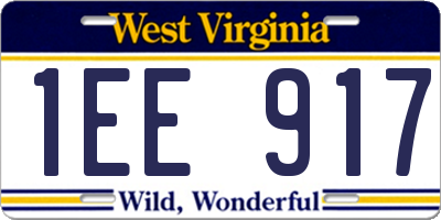 WV license plate 1EE917