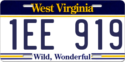 WV license plate 1EE919