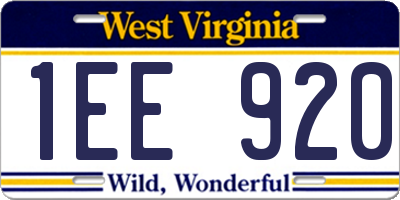 WV license plate 1EE920