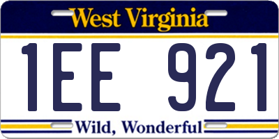 WV license plate 1EE921