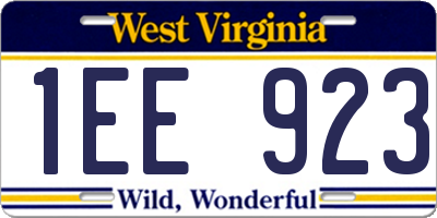 WV license plate 1EE923