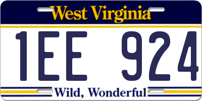 WV license plate 1EE924