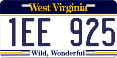 WV license plate 1EE925