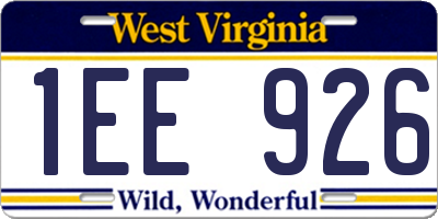 WV license plate 1EE926