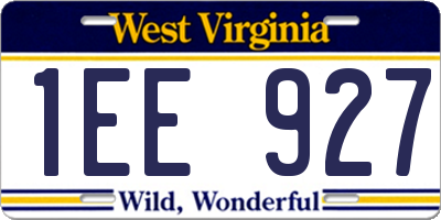 WV license plate 1EE927