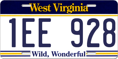 WV license plate 1EE928