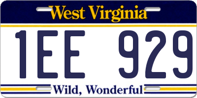 WV license plate 1EE929