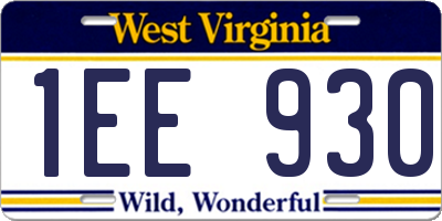 WV license plate 1EE930