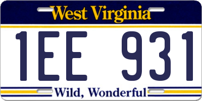 WV license plate 1EE931