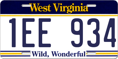 WV license plate 1EE934