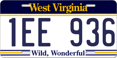 WV license plate 1EE936
