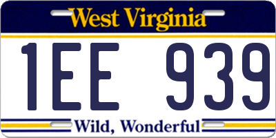 WV license plate 1EE939