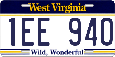 WV license plate 1EE940