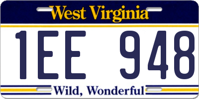 WV license plate 1EE948