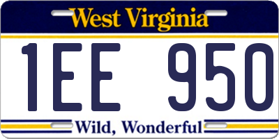 WV license plate 1EE950