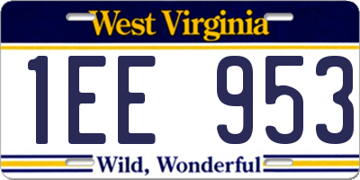WV license plate 1EE953