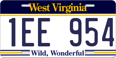 WV license plate 1EE954