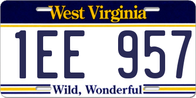 WV license plate 1EE957