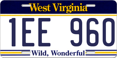 WV license plate 1EE960