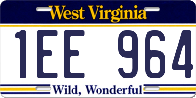 WV license plate 1EE964