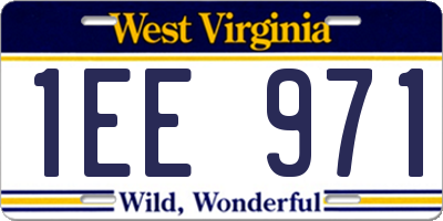 WV license plate 1EE971