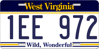 WV license plate 1EE972