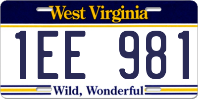 WV license plate 1EE981