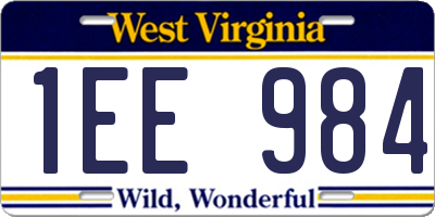 WV license plate 1EE984